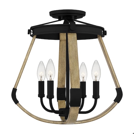 Quoizel Demura 4-Light Matte Black Semi-Flush Mount DMA1716MBK